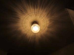 見上げると美しい光の模様がホールの天井に広がっています―おしゃれな照明器具のお店・コンコルディア照明