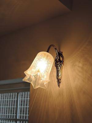 切り口が星形という、おしゃれで可愛いガラスを使ったブラケットライトです。ヨーロッパで古くから愛されるデザインの照明器具を階段に設置