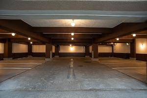 駐車場の天井の照明として、PB394/Hと108E/SATの組み合わせ―店舗のおしゃれな屋外照明施工例